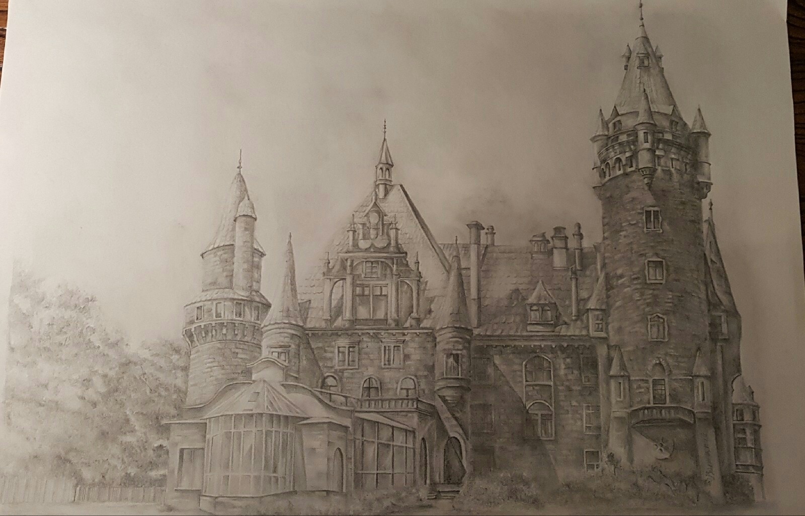 Moshnensky Castle - My, Images, Pencil drawing, Painting, Pencil, Painting, Sale