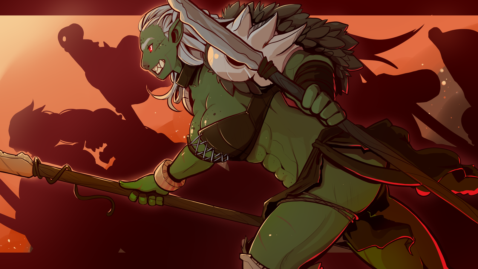 Orcettte - , Art, Strong girl, Monster girl, Orcs, Fantasy, Greenskins, Warrior