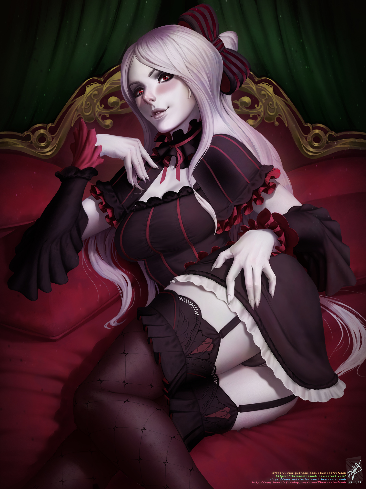 Shalltear - NSFW, Themaestronoob, Overlord, Shalltear Bloodfallen, Anime Art, Арт, Длиннопост