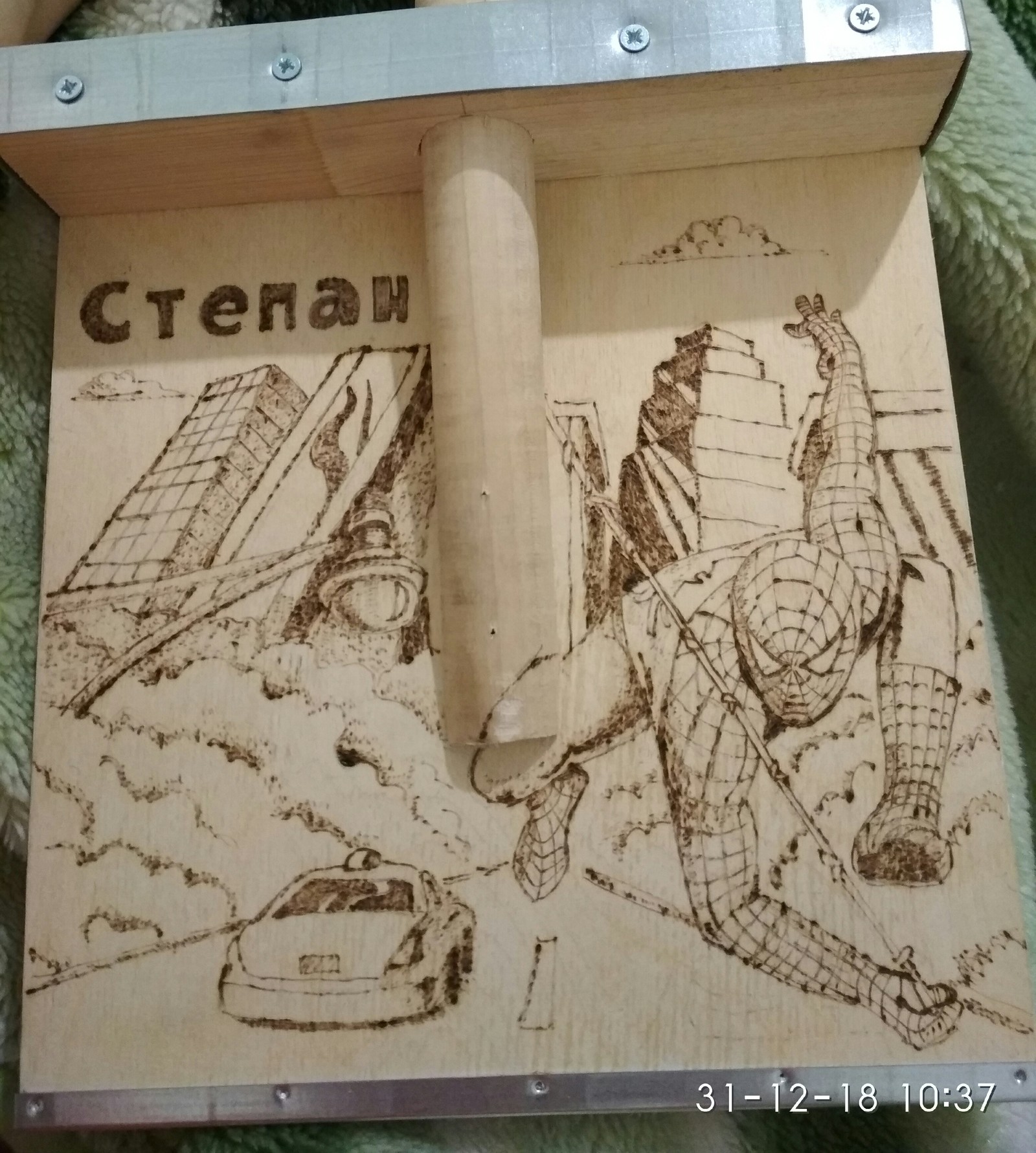 Piece of wood, part 3 - My, Shovel, Pyrography, Longpost, Needlework without process, Burning out