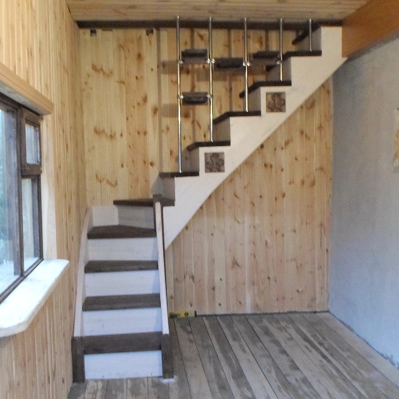 Beautiful compact staircase to a country house. She is already 4 years old - My, Stairs, , Wooden staircase, , Longpost