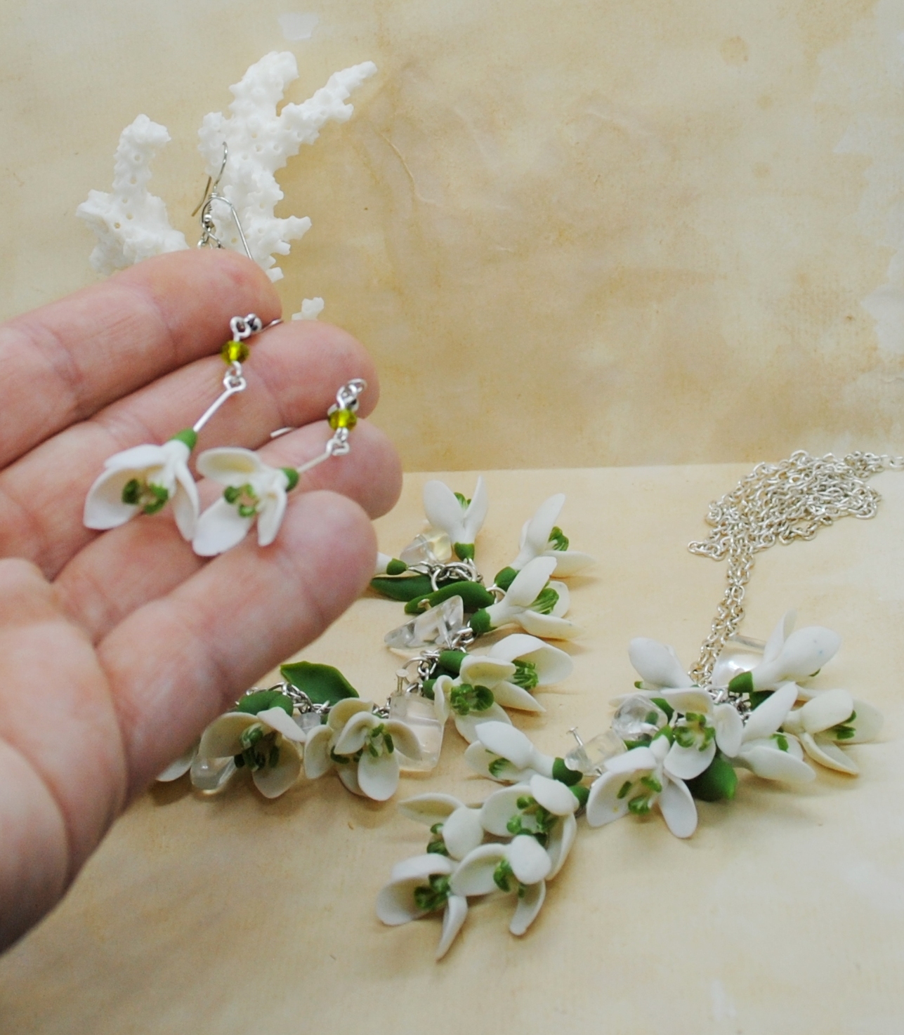 The birds began to sing songs and the snowdrop blossomed .... - My, Snowdrops, Handmade, Polymer clay, Longpost, Snowdrops flowers