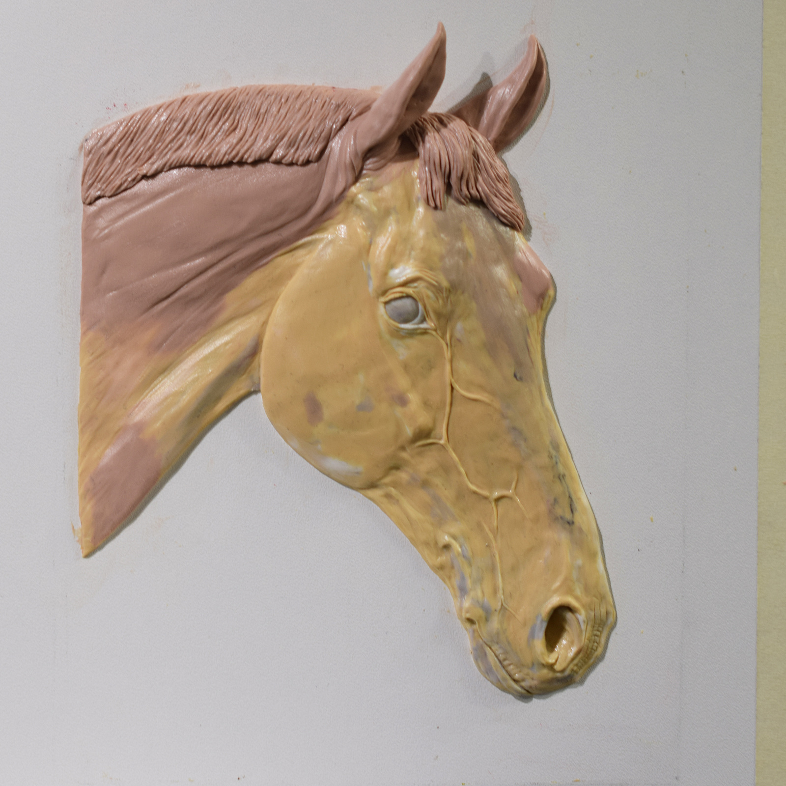 Bas-relief with a horse - My, Horses, Polymer clay, Bas-relief, Needlework with process, Лепка, Longpost