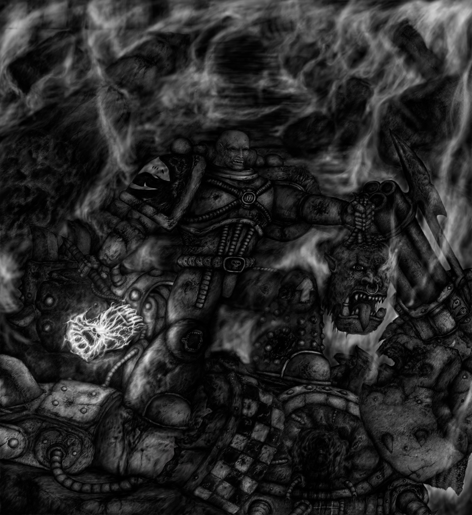 Carcharadon. - My, Wh Art, Space Marine, Digital drawing, Orcs, Warhammer 40k