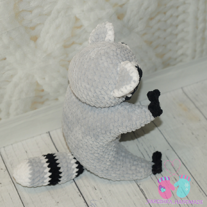 Raccoon. Crochet. - My, Amigurumi, Raccoon, Needlework without process, Crochet, Plush Toys, Knitted toys, Longpost, Children