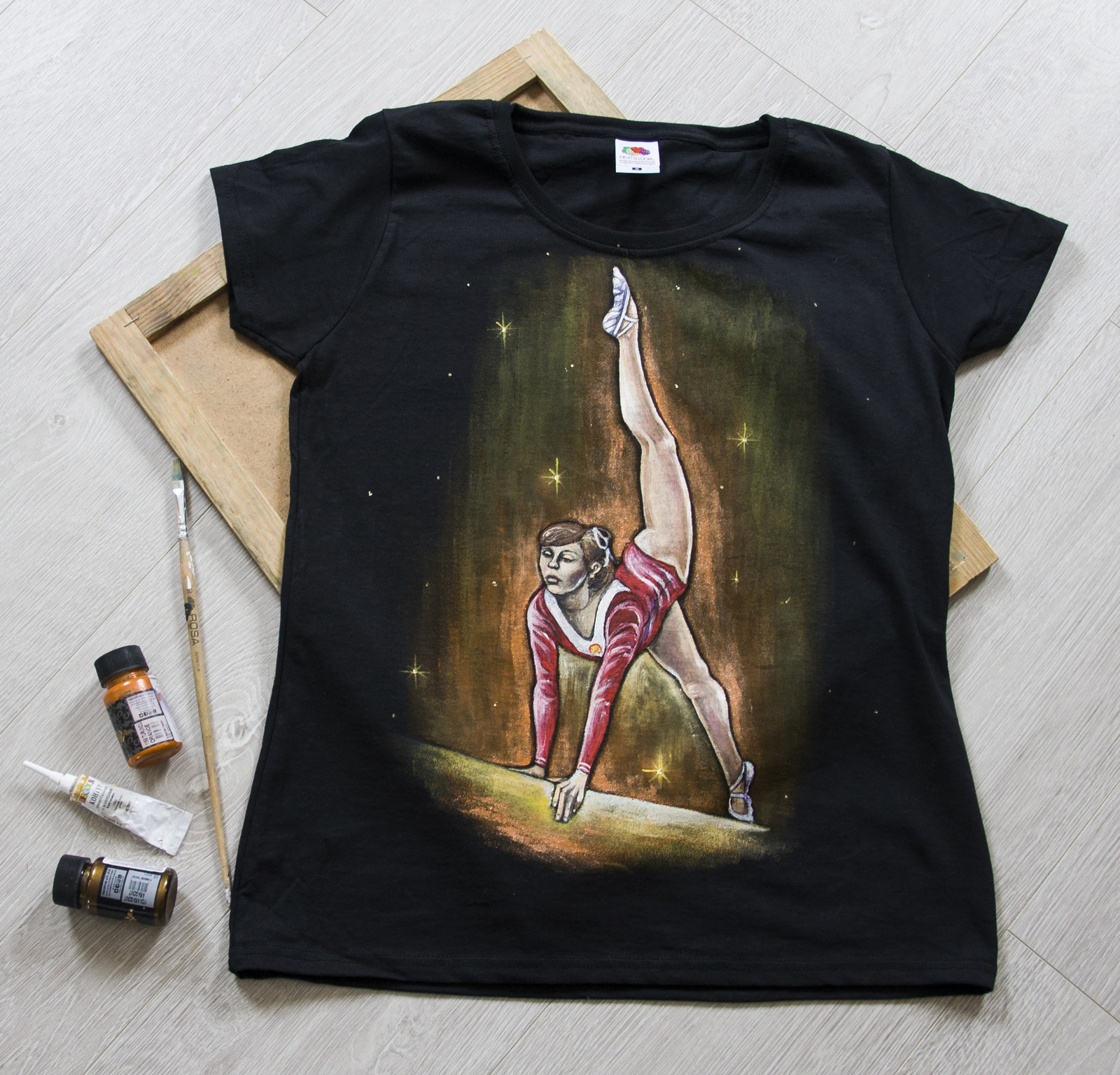 Hand painted gymnast t-shirts - My, T-shirt, Gymnasts, Sport, Painting on fabric, Longpost