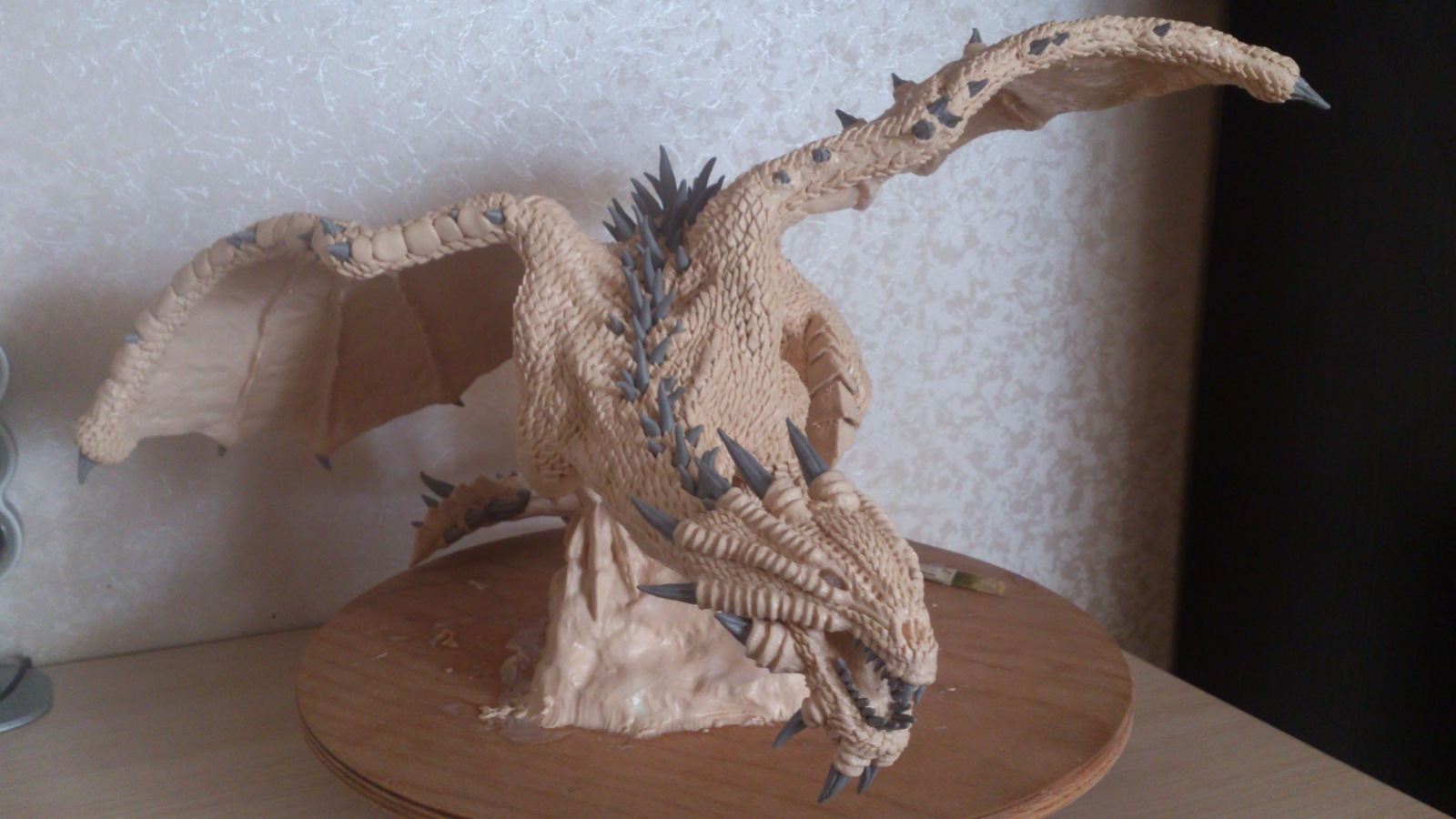 Black dragon (polymer clay) - My, Polymer clay, Needlework with process, Sculpting, Longpost, The Dragon, Fantasy