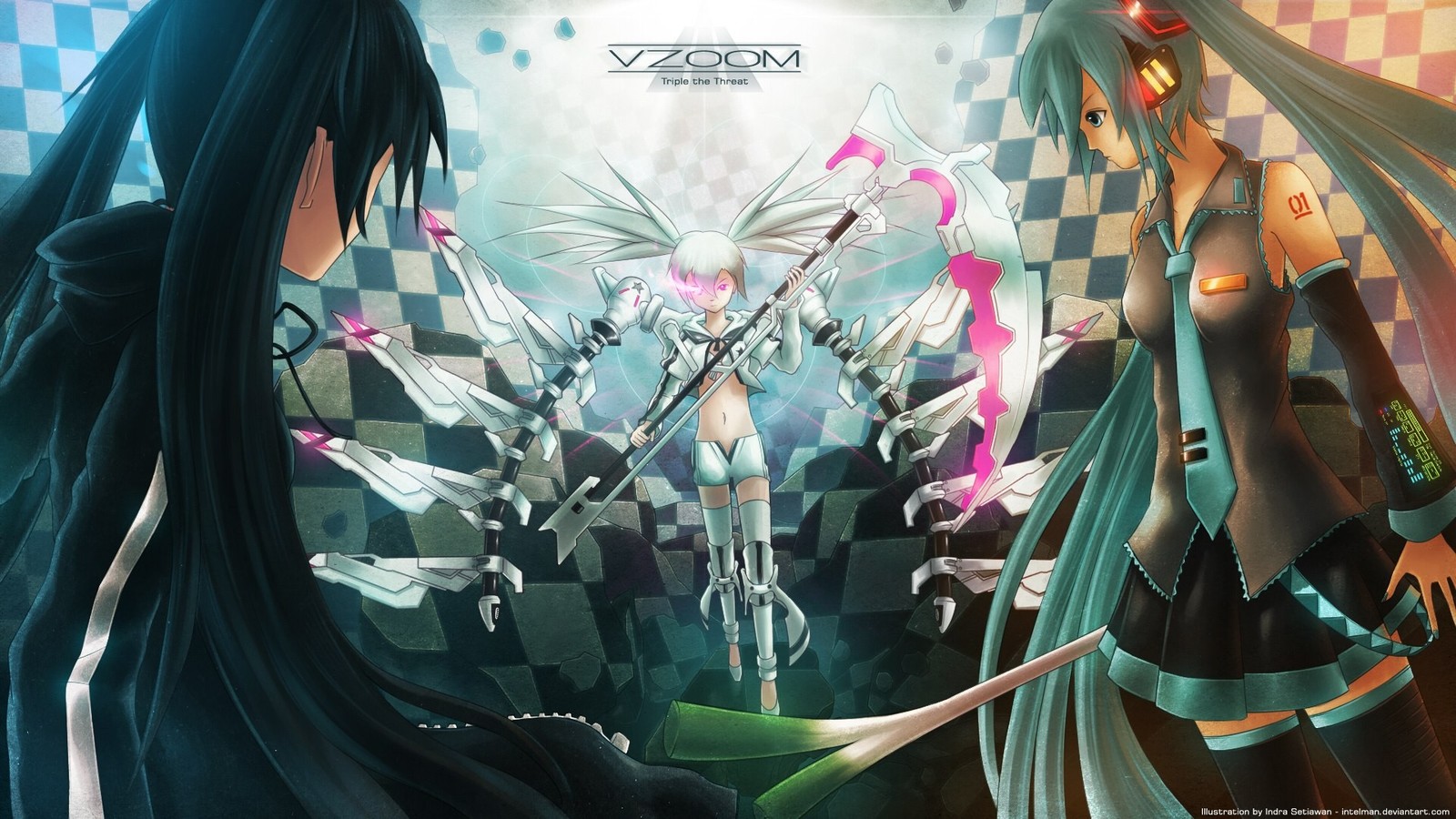 Small crossover - Anime, Vocaloid, Hatsune Miku, Black rock shooter, , Crossover, Anime art