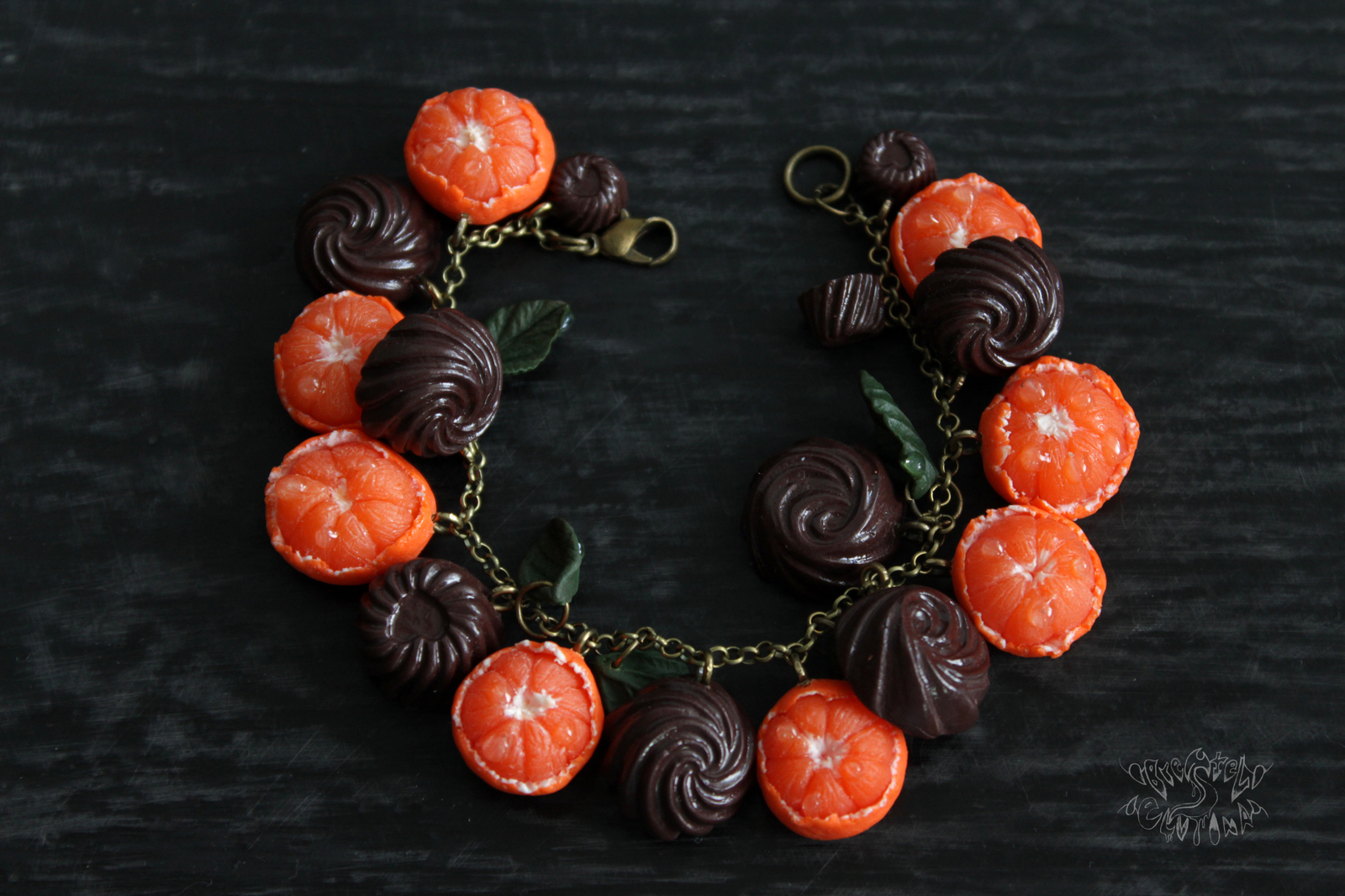 Mandarin and chocolate - My, Polymer clay, Tangerines, Chocolate, Longpost