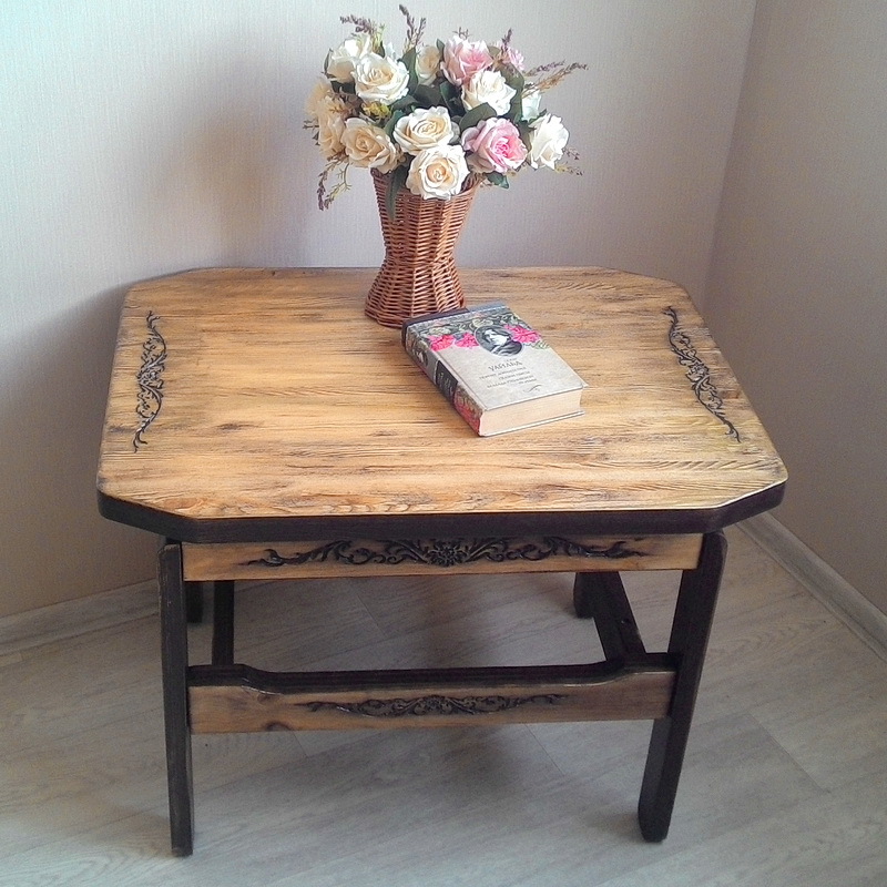 A simple coffee table with a pattern. - My, Restoration, Table, Coffee table, , Longpost