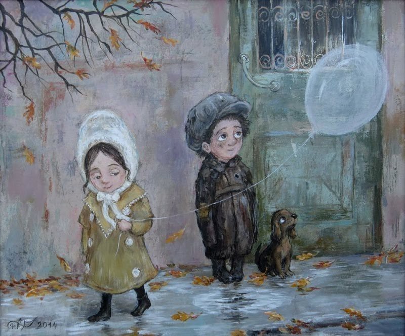 When childhood doesn't go away - Painting, Painting, Children, Animals, Longpost