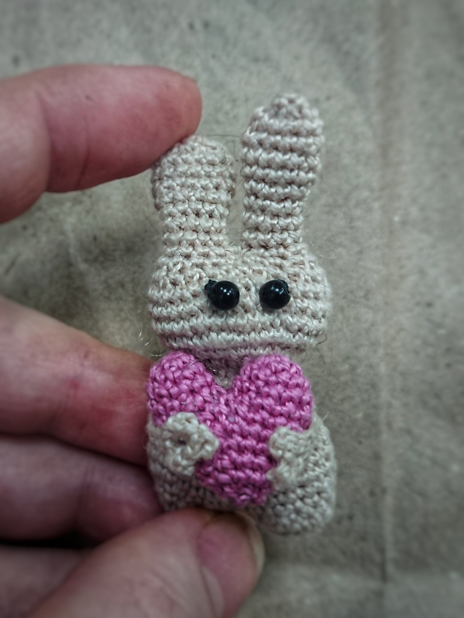 Bunny with a finger - My, Knitting, Crochet, With your own hands, Longpost