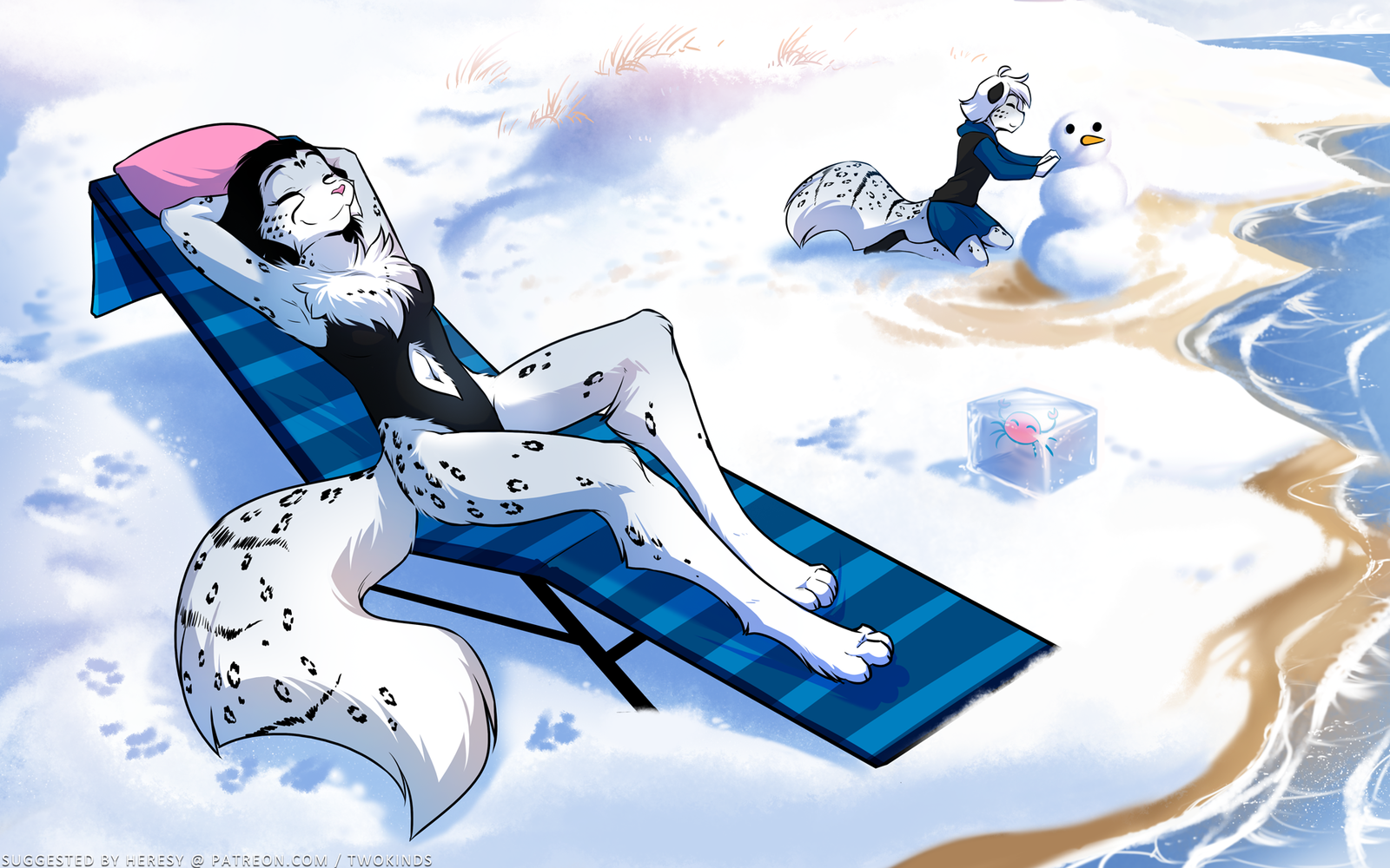 Winter Sun Bathing - Фурри, Furry Art, Furry Feline, Adira, Maeve, Снег, Twokinds, Tom Fischbach