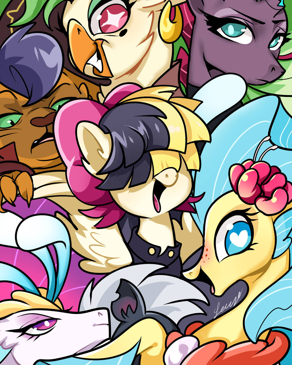 Tempest and a bunch of [noname] characters - My little pony, Tempest shadow, Songbird serenade, Princess Skystar, Capper, Captain Celaeno, Grubber, Queen Novo