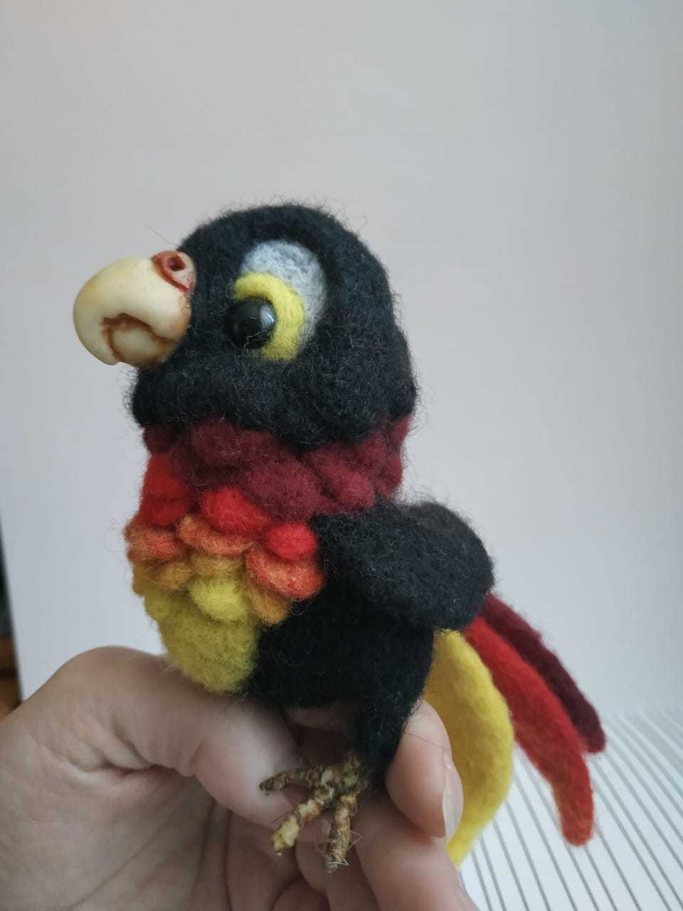 Little proud birds - My, Dry felting, Needlework without process, A parrot, Longpost