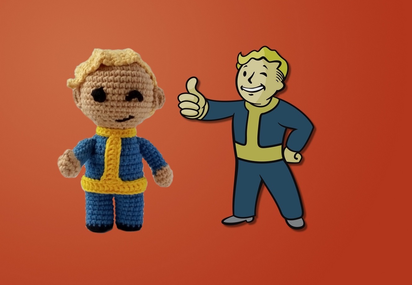 Fallout Vault Boy crochet - My, Walt Boy, Hook, Knitting, Photo on sneaker