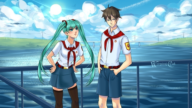 I'm waiting for an explanation! - Endless summer, Visual novel, , Hatsune Miku, Art, Weepingcat