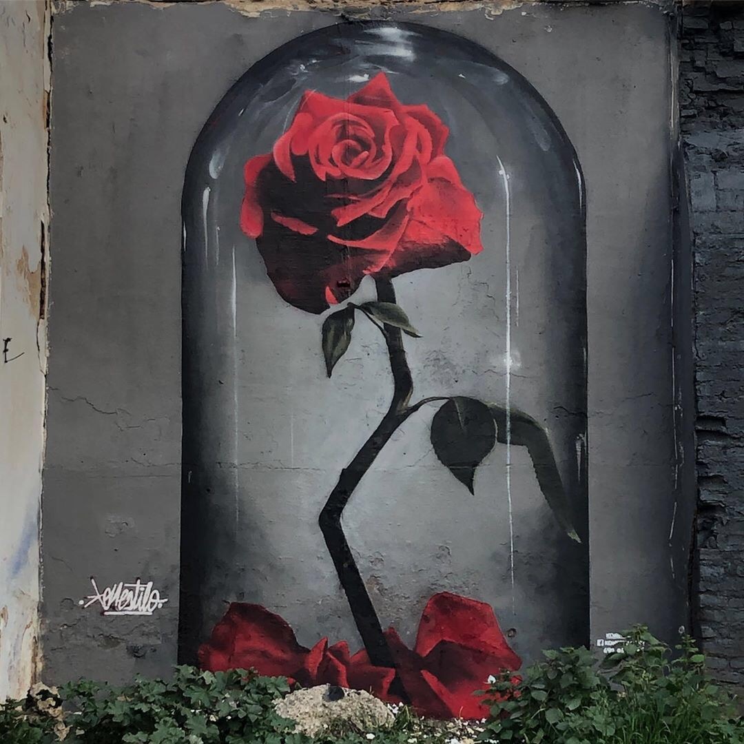 the Rose - Street art, , The beauty and the Beast, the Rose, Art, Drawing, Painting, Art