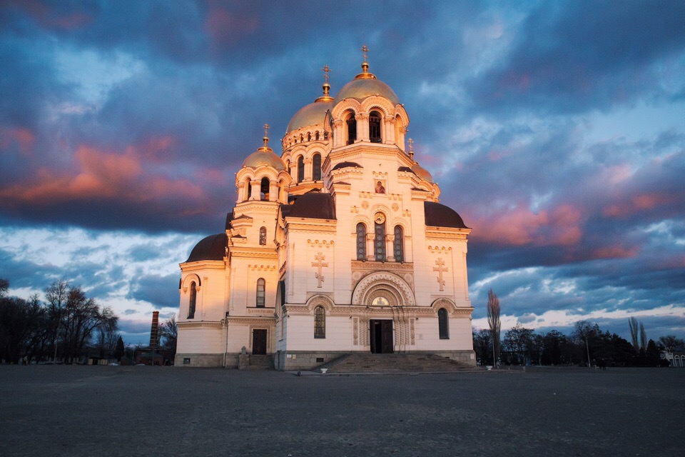 Закат в Новочеркасске - Моё, Закат, РПЦ, Церковь, Храм, Фотография