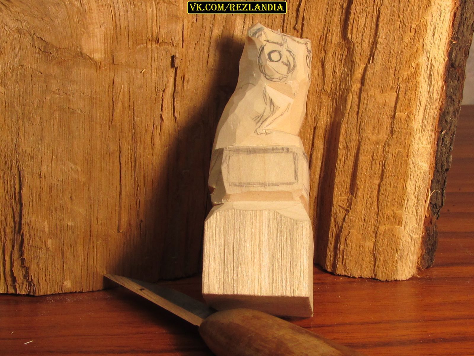 Two incisors - the owl is ready - My, Wood carving, With your own hands, Handmade, Owl, Miniature, Needlework with process, Longpost