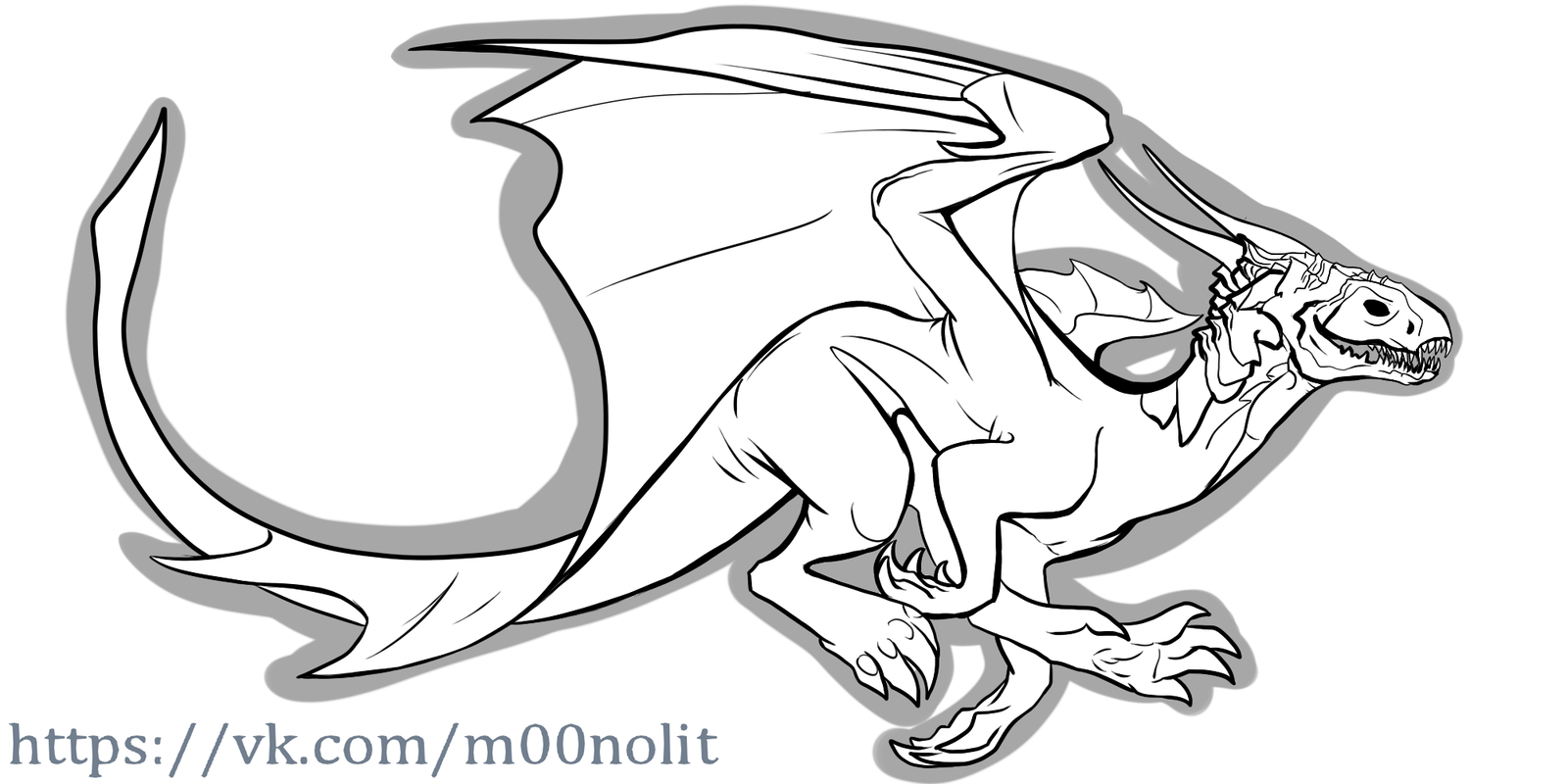 Dragon sketch by bellumbra - My, , The Dragon, Run, Flowers, Bells, Night, Bellumbra, Tattoo sketch