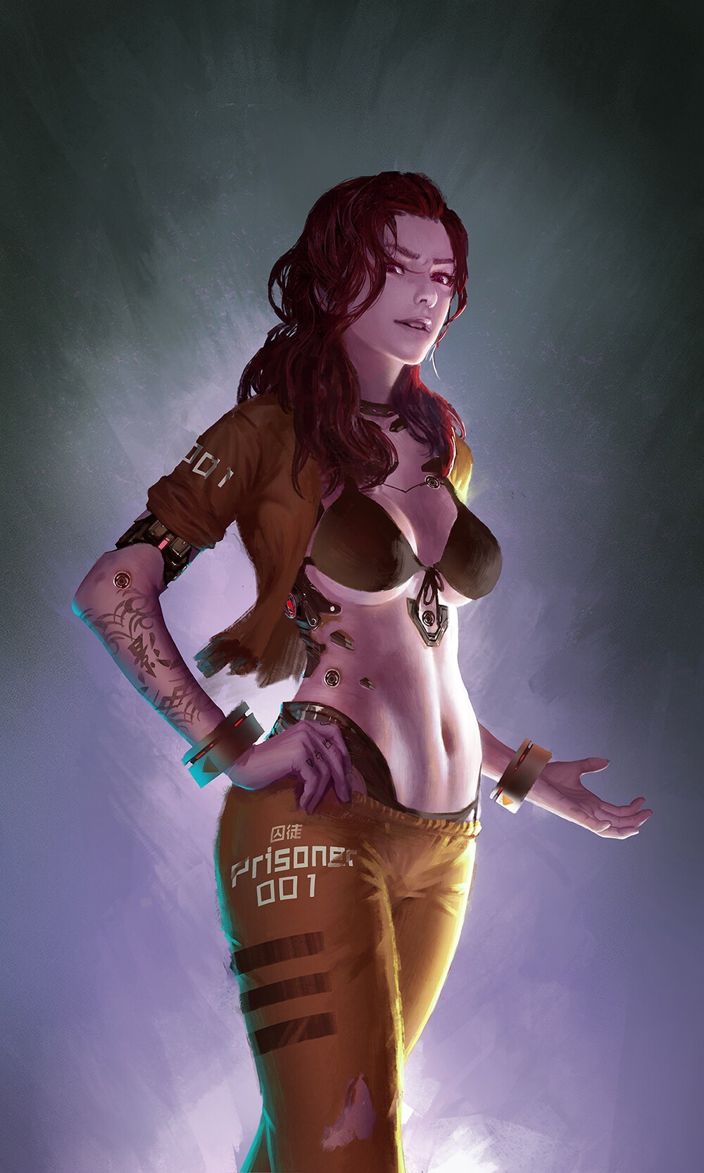 Prisoner number 1 - Art, Drawing, Girls, Cyberpunk, 