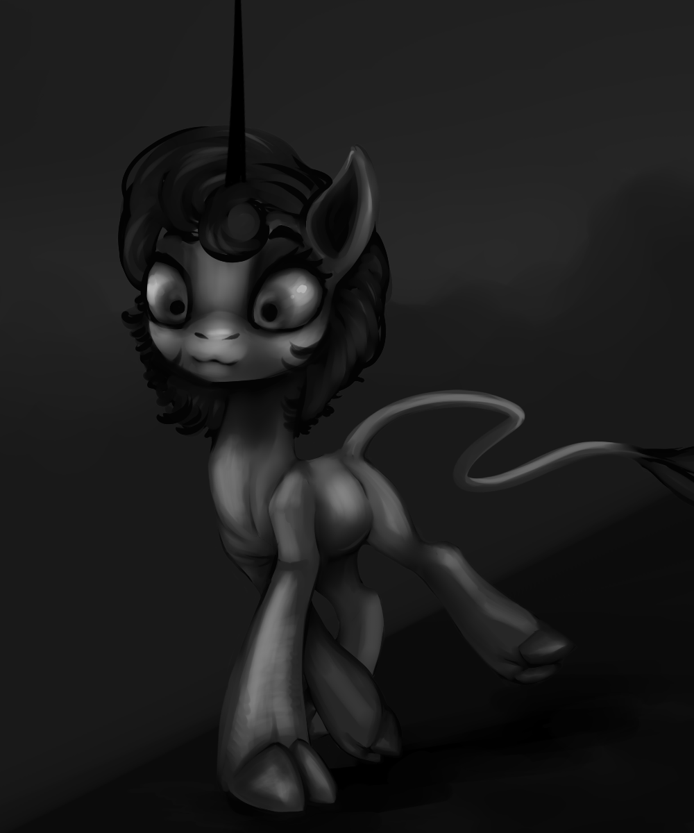 Unpainted variations with ponies for realism - My, Black and white, My little pony, Bellumbra, Longpost, Original character