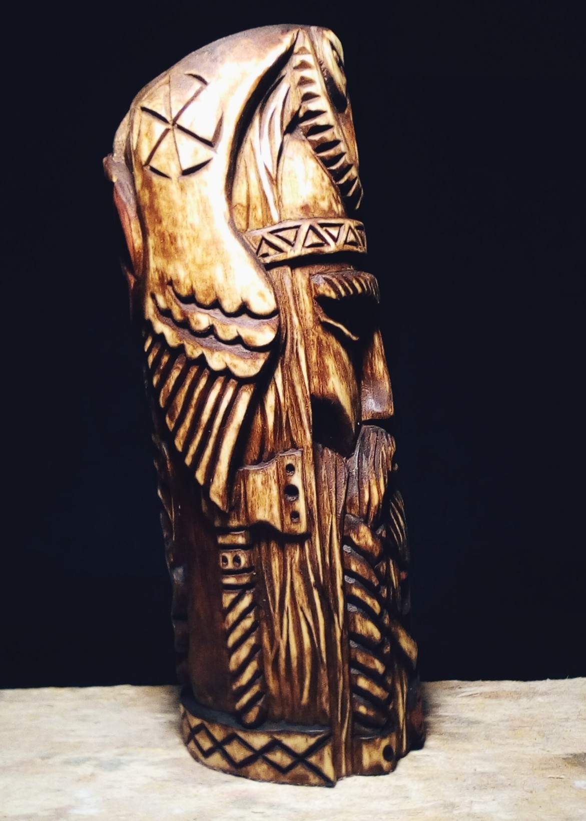 Idol of PERUN, material linden, height 23cm - My, Wood carving, Slavic mythology, Perun, Longpost