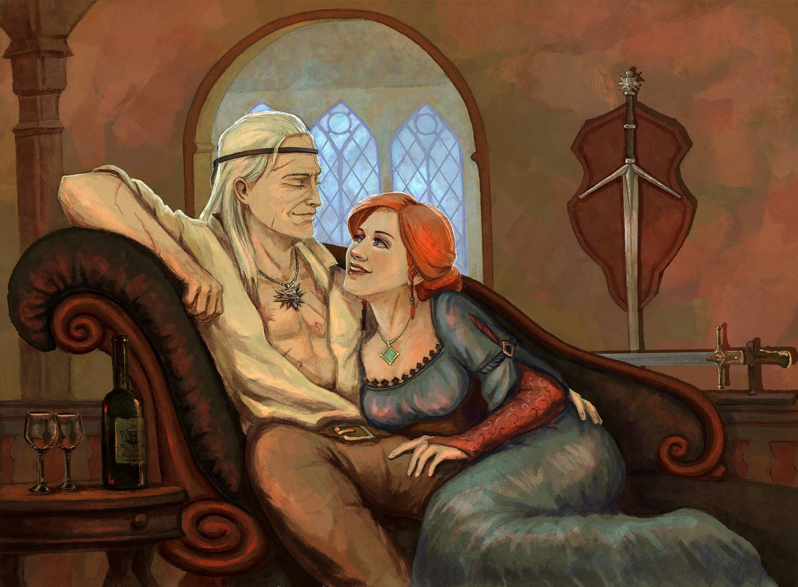 And they lived happily ever after... - My, Witcher, The Witcher 3: Wild Hunt, Art, Fan art, Geralt of Rivia, Triss Merigold