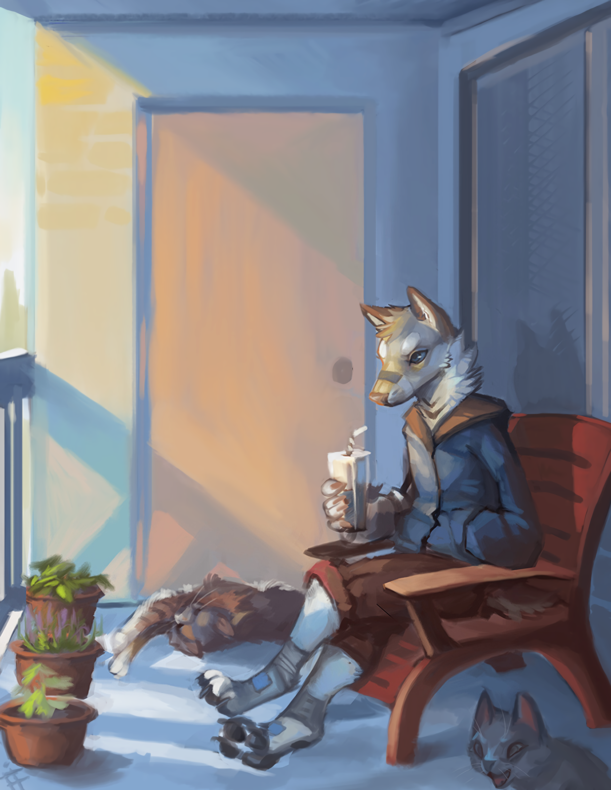 Lazy - Furry, Furry art, Anthro, Furry canine, Furry dog, cat, Alradeck