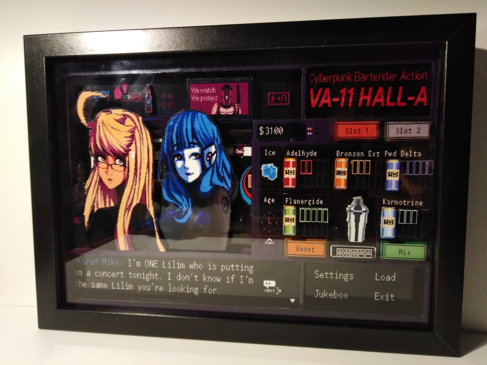 Diorama based on the game VA-11 Hall-A: Cyberpunk Bartender Action (Version Alma Armas/Kira Miki) - My, Diorama, VA-11 Hall-A, Visual novel, Cyberpunk, Longpost