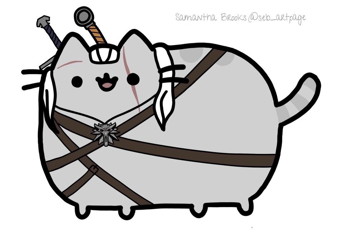 Pusheen-Wiedzmin - Witcher, cat, Pusheen, Art, 