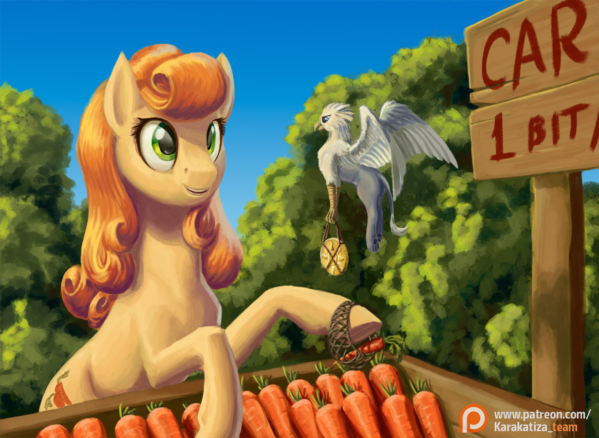 Little griffin in the market - My little pony, Original character, Carrot Top