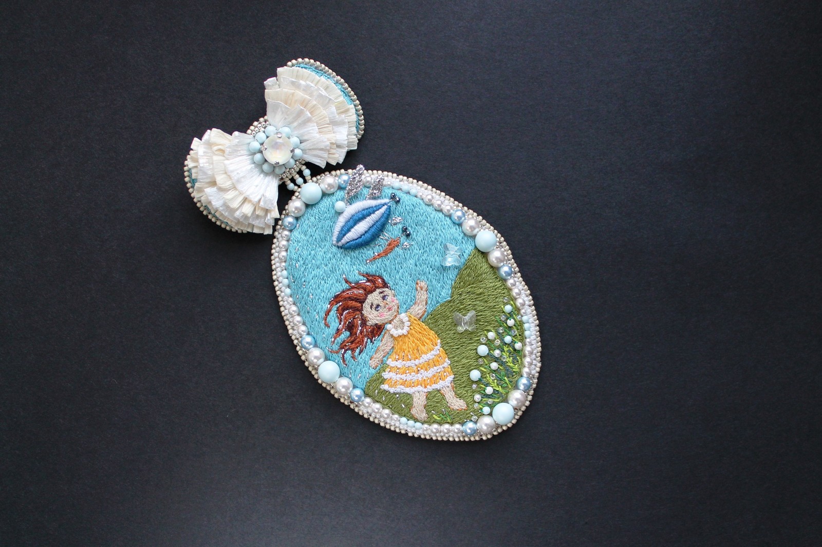 Catch the dream! - My, Hikupta, Brooch, Needlework without process, Longpost