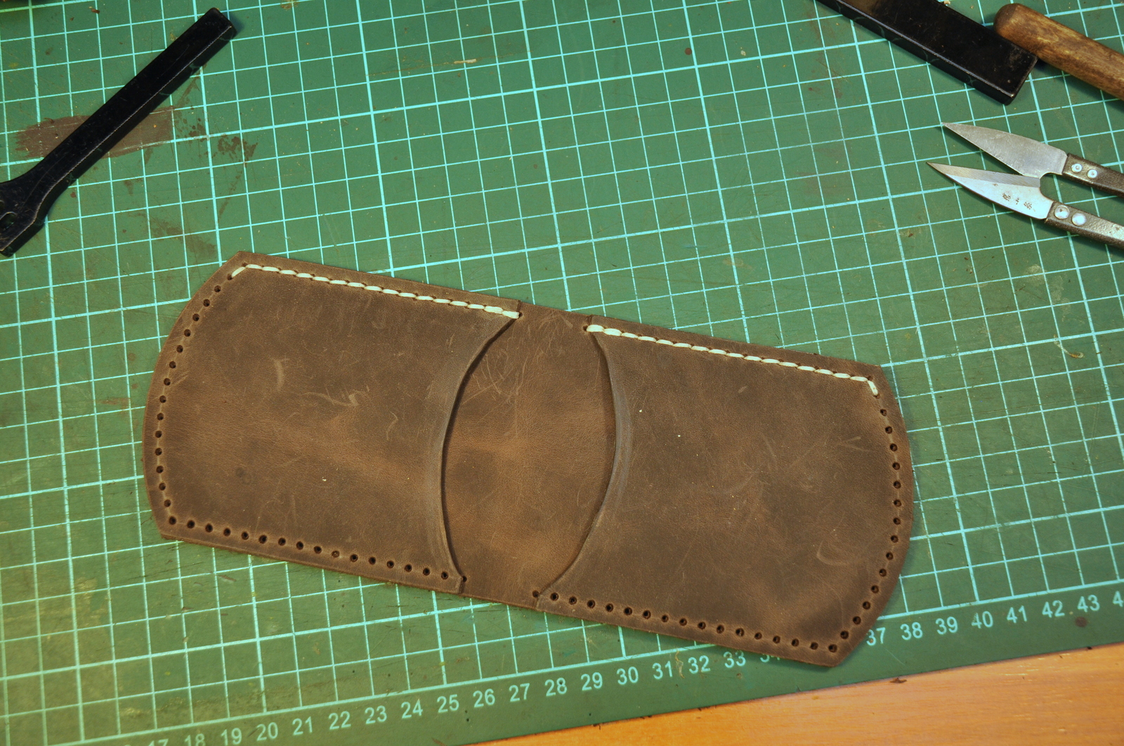 Making a simple leather wallet - My, Handmade, Leather, Wallet, Longpost, With your own hands