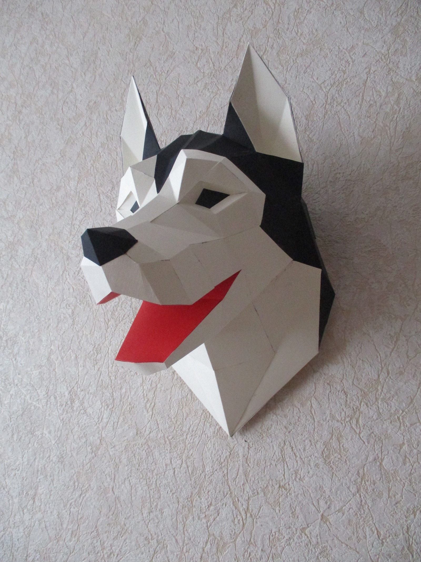 My first assembly of a polygonal model - the head of a husky - My, Papercraft, Low poly, Longpost