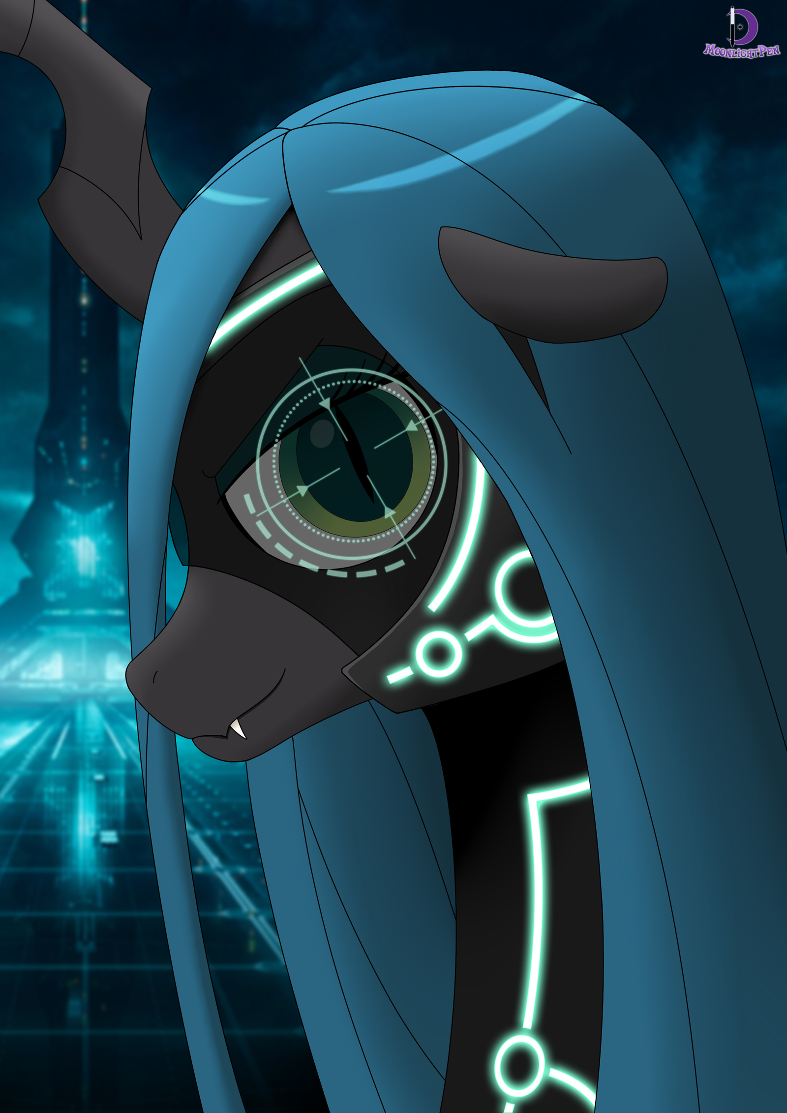 Queen (shine) - My little pony, Queen chrysalis, Tron, MLP crossover