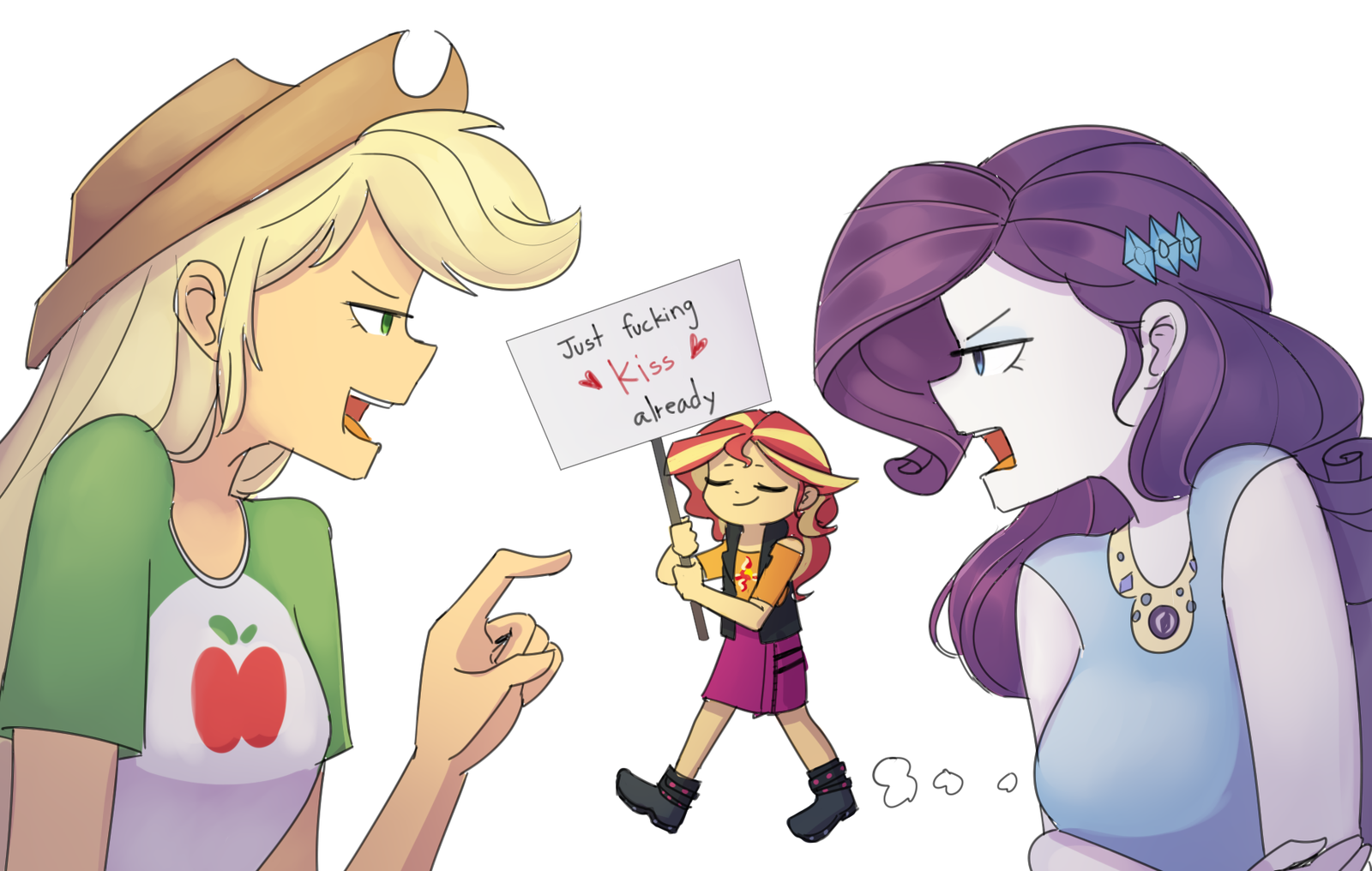 Business speaks! - My little pony, Equestria girls, Rarity, Applejack, Sunset shimmer, Shipping, Looknamtcn, MLP Lesbian