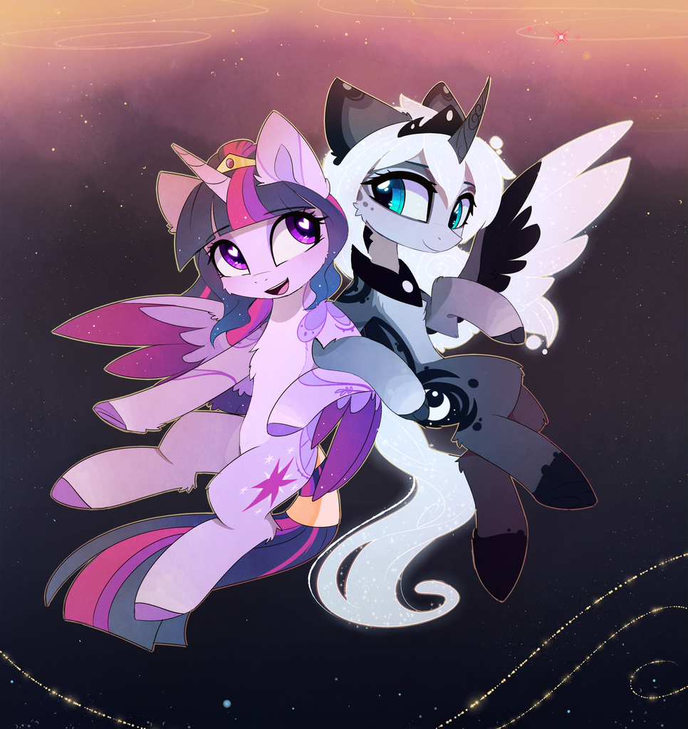 Twilight With Luna - My Little Pony, Twilight sparkle, Princess Luna, Magnaluna, PonyArt