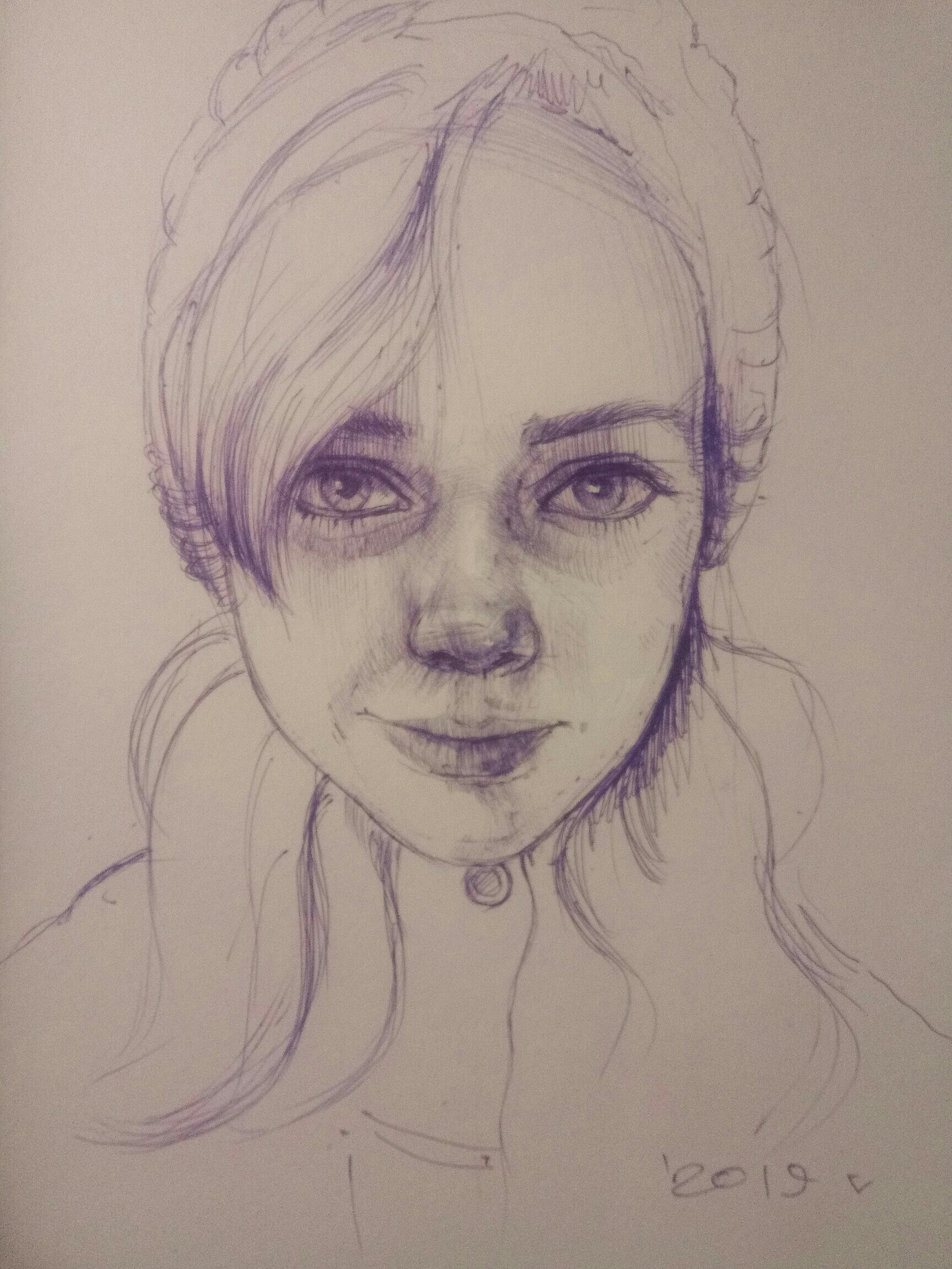 Portrait + sketch - My, Girl, Graphics, Process, Drawing, Portrait, Longpost