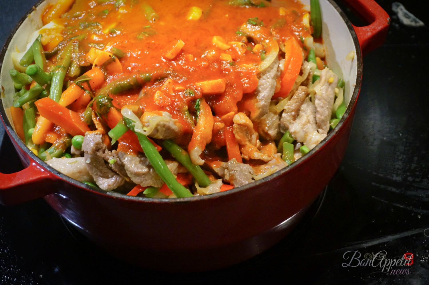 Braised pork with vegetables - My, , Recipe, , Longpost