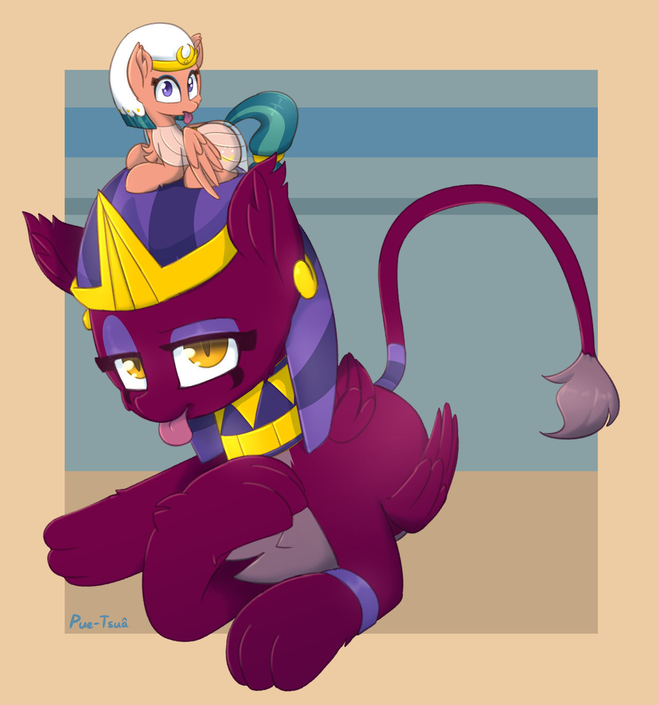 A cat and a bird - My Little Pony, PonyArt, Somnambula, Sphinx, Puetsua