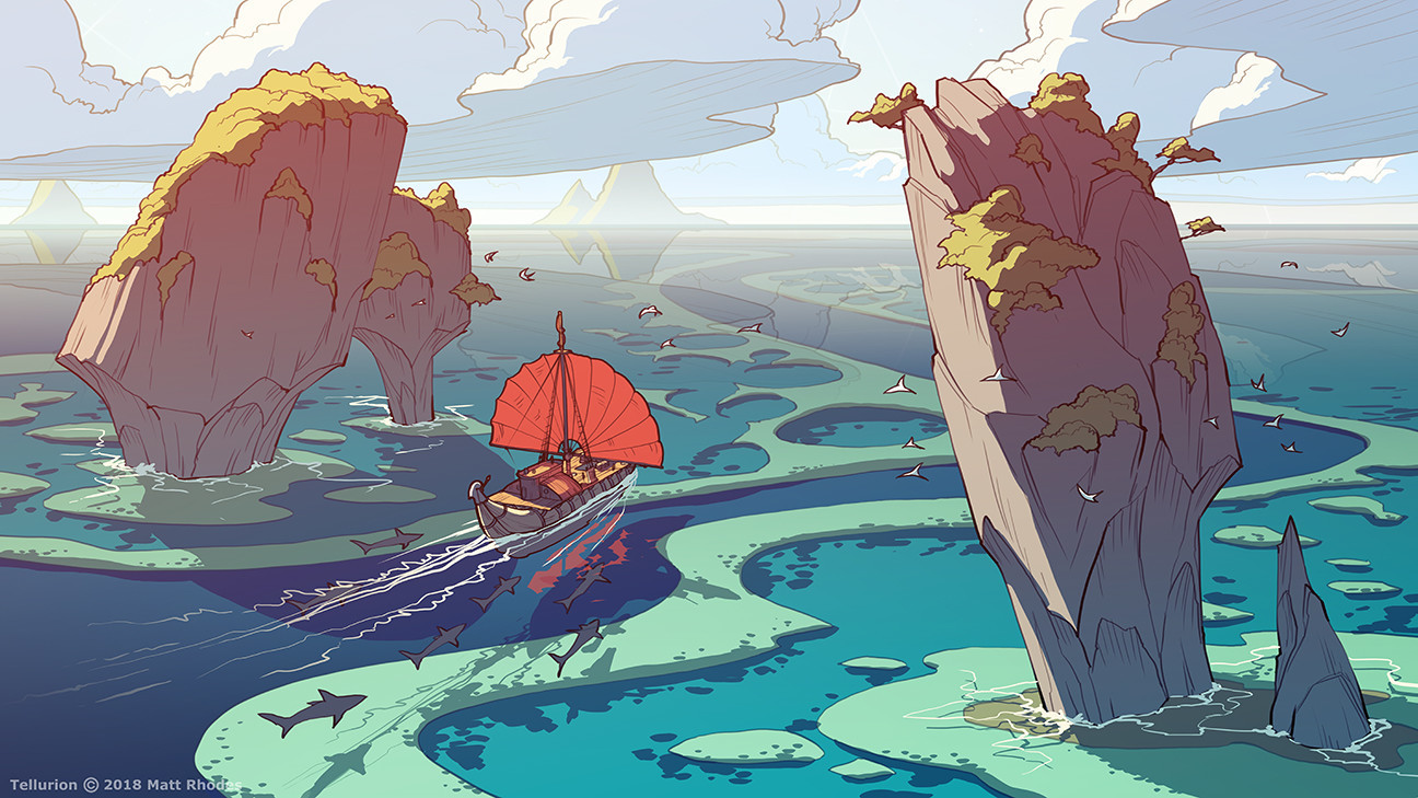 Tellurion [5] - Tellurion, Matt Rhodes, Art, Comics, Fantasy, Adventures, Sea, Video, Longpost, Drawing process