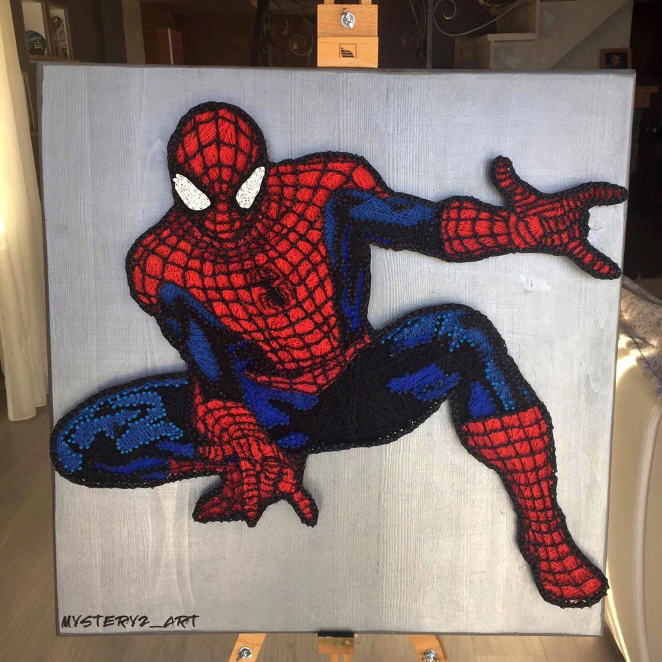 Человек Паук из ниток - Моё, Человек-Паук, Marvel, Вселенная Marvel, String Art