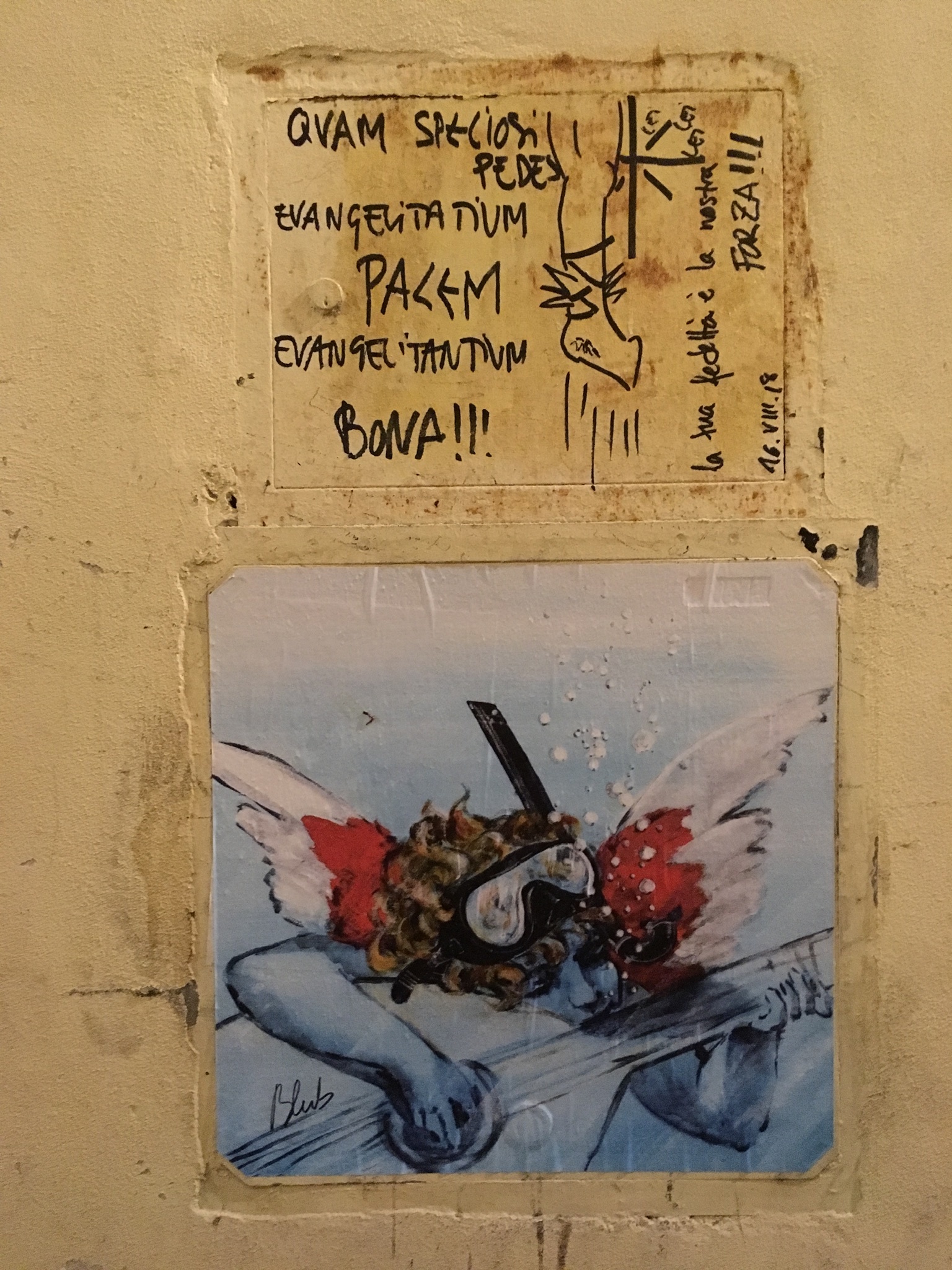 Blub L'arte sa nuotare on the streets of Lucca, Tuscany - My, Street art, Lucca, Drawing on the wall, , Longpost