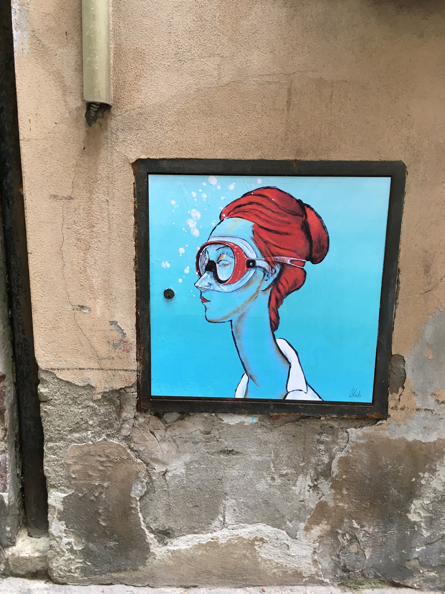 Blub L'arte sa nuotare on the streets of Lucca, Tuscany - My, Street art, Lucca, Drawing on the wall, , Longpost