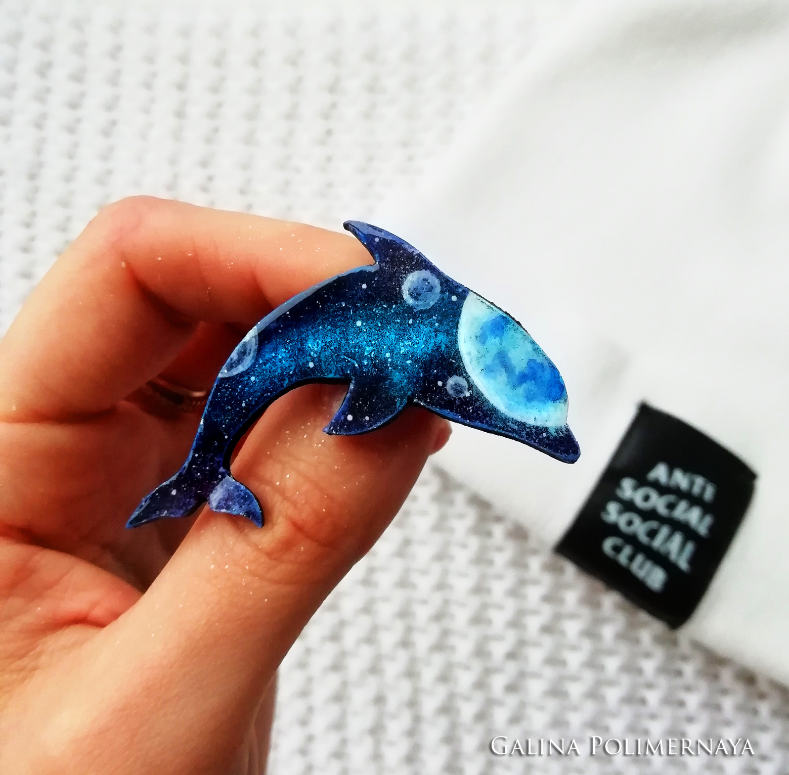 Space Dolphin :Z - My, Brooch, Dolphin, Space, Painting, Needlework without process, Handmade, Handmade, Longpost