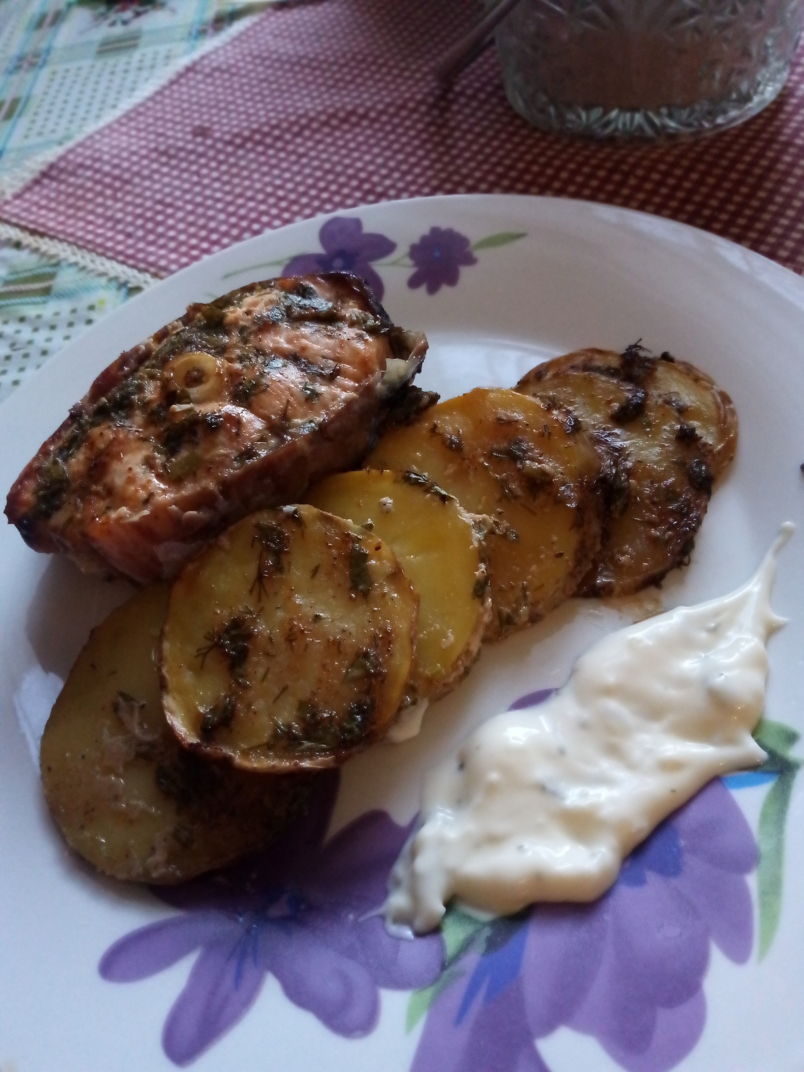 Salmon baked with potatoes - My, Recipe, Salmon, Delicious and fast, A fish, Dish, Cooking, Longpost