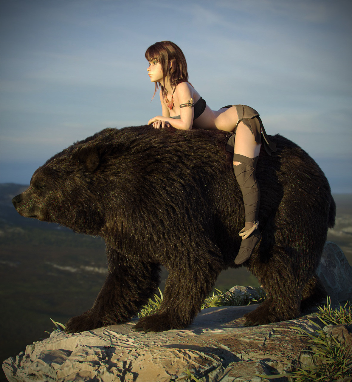 When the Bear is taken from the bushes in a bridle :) - Bear, Girls, 3D, Longpost, The Bears