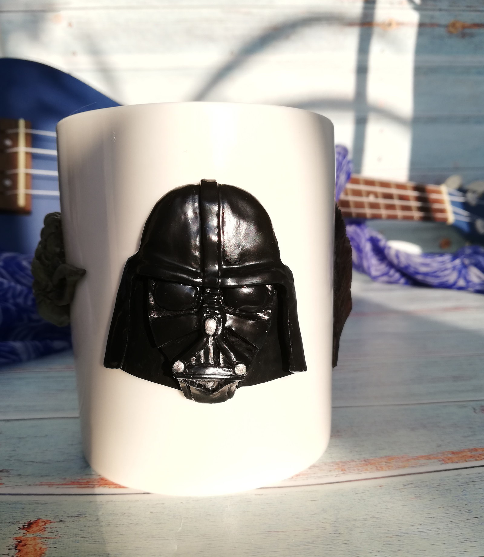 Star Wars or Star Pugs - My, Handmade, Polymer clay, Mug with decor, Star Wars, Chewbacca, Darth vader, Needlework without process, Longpost